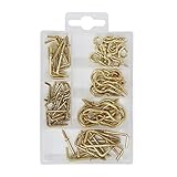 T.K.excellent Brass Plated Cup Hooks,Square Hooks Assortment Kit,85 Pieces
