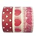 Wrapables Sweet Hearts Japanese Washi Masking Tape (Set of 3), 10M L x 15mm W
