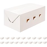 BAKIPACK 20 Rectangle Take Out Food Containers, 7x4x3 Inches, White Cardboard Lunch Boxes, Catering Boxes, Take Out Boxes-Fast Top, Paper Food To Go Boxes