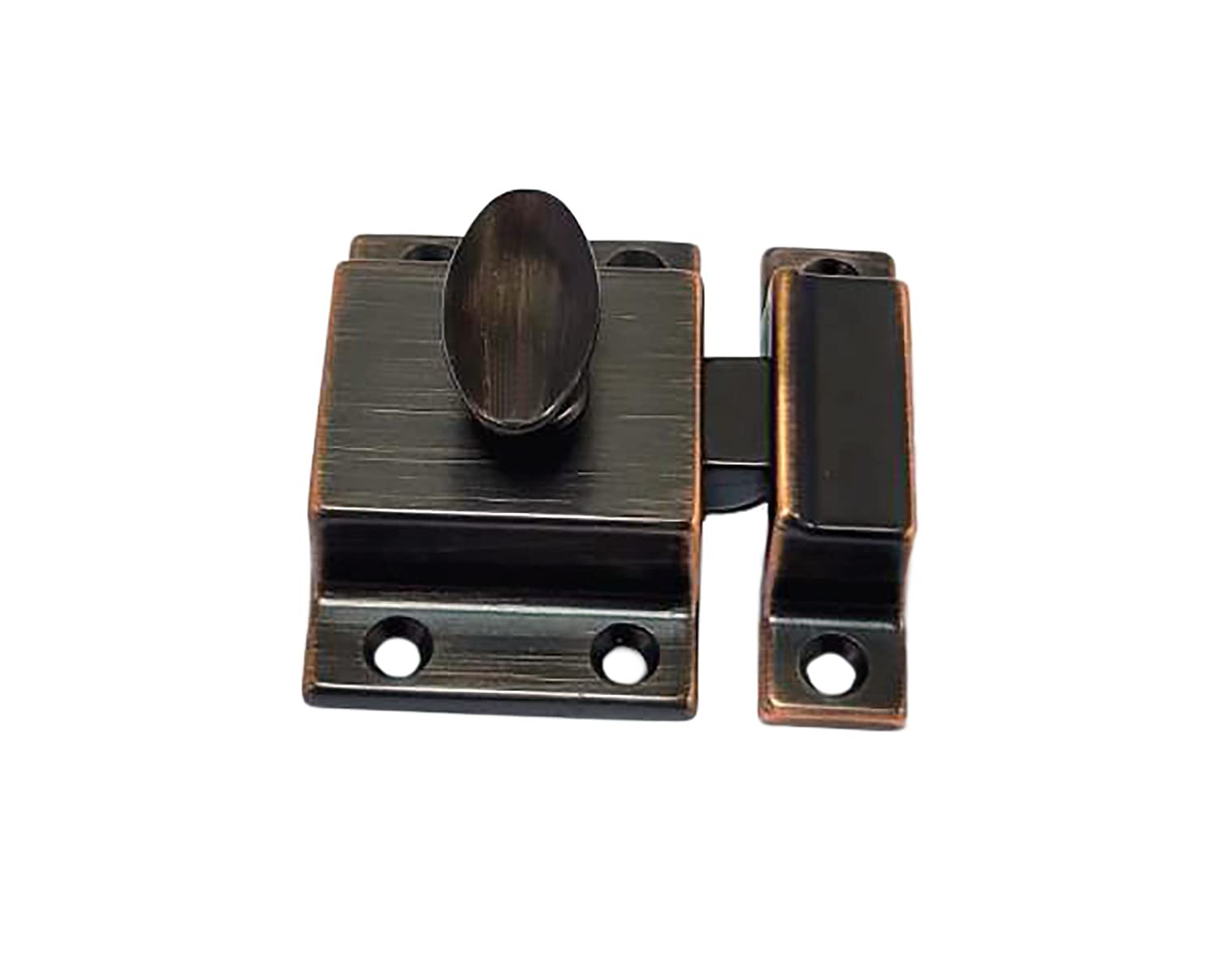 QCAA Traditional Large Oval Turn Cabinet Latch, Solid Brass, 2", for Cupboard & Other Furniture, Venetian Classical ORB (Oil-Rubbed Bronze), 1 Pack, Made in Taiwan