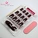 False Nails Bling Art French Fake Matte Gel Glitter Polished Squoval 24 Acrylic Medium Tips Glue (Red, Brown)