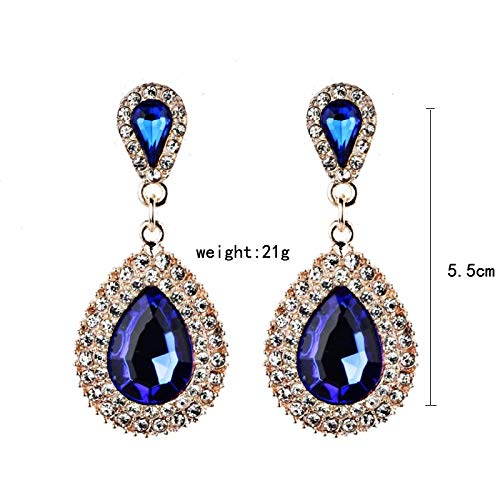 Bohemia National Wind Restoring Ancient Ways Bridal Drop Earrings Fashion Jewelry Luxury Dangle Crystal Earrings for Women - Neicoh (Blue)