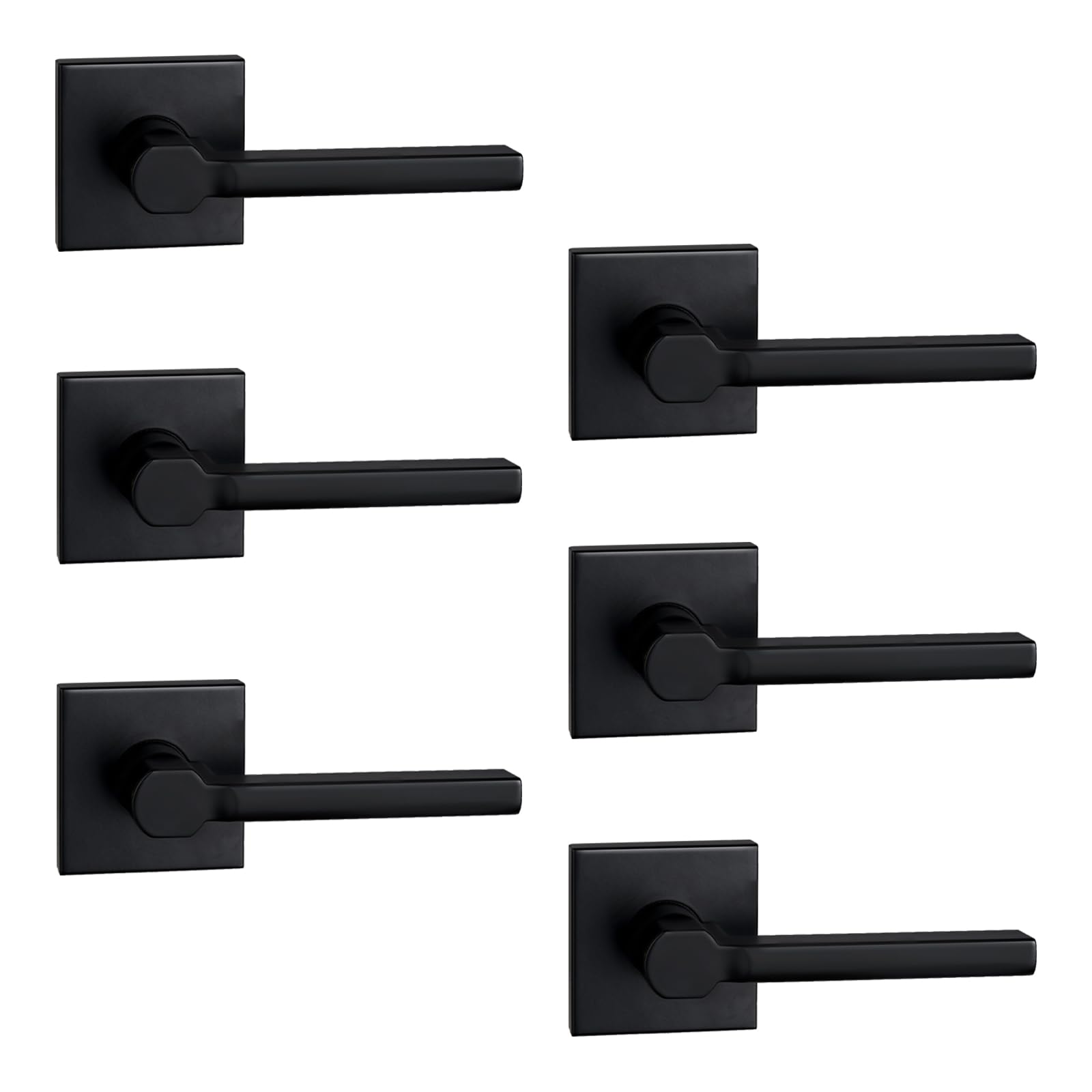 NEWBANG Single Sided Dummy Door Handle for Closet or Pantry, Non-Turning Matte Black Reversible Interior Push/Pull Lever, HD1601-DB-Dummy-6P Image