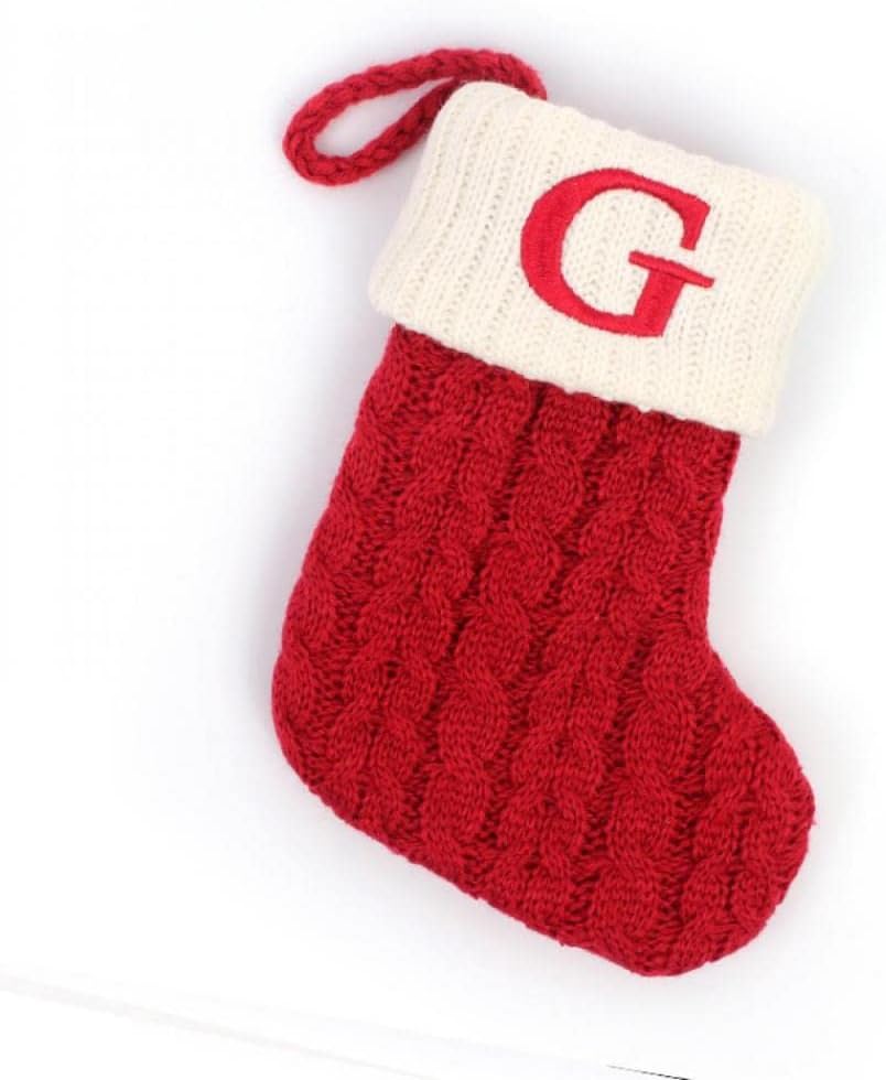 Stockings & Holders - Christmas Stocking with 26 Letter, Initial Embroidered Mini Cute Christmas Stockings Cotton Cord with White Super Soft Plush Cuffs Christmas Decorations, 5.5 * 7.1 in (G)