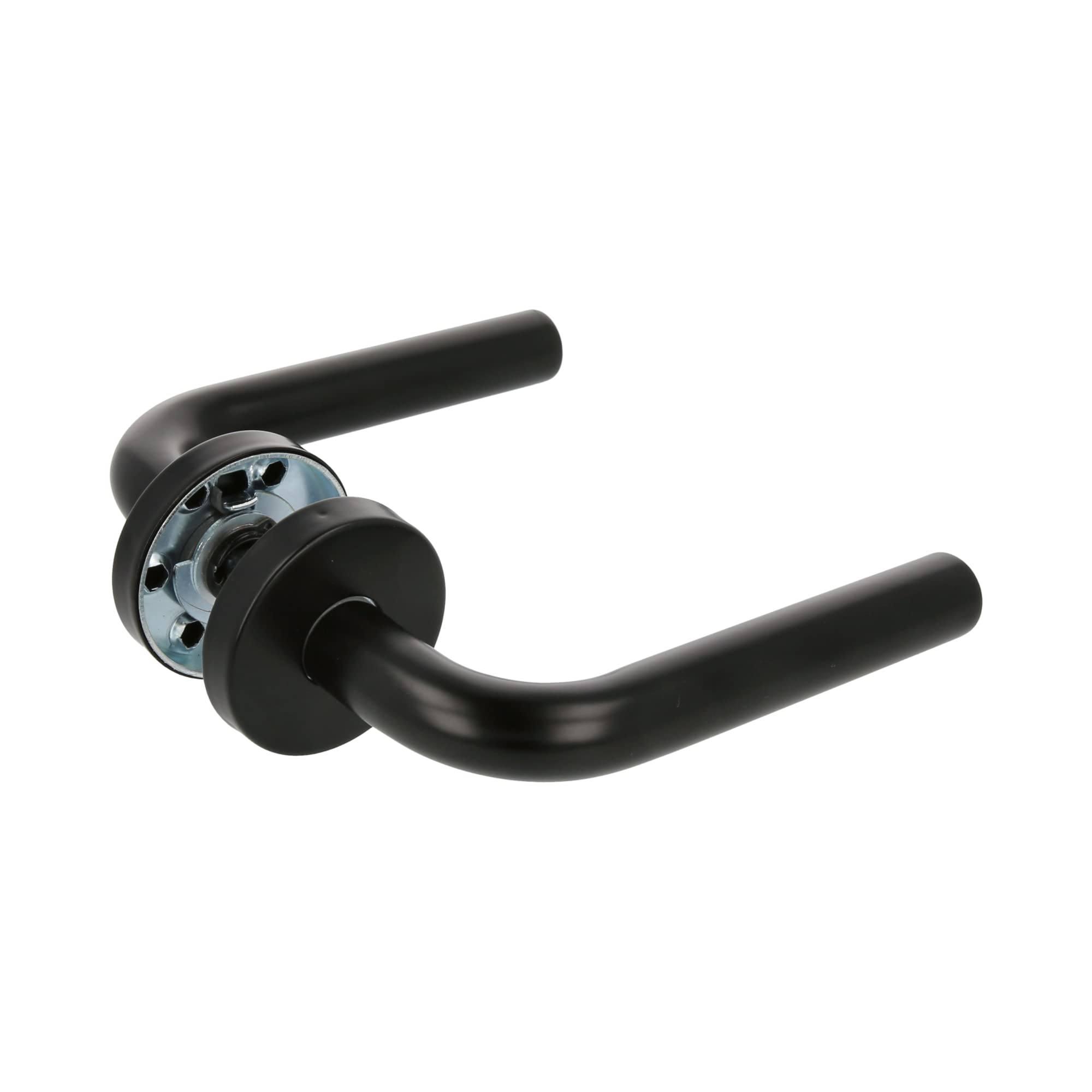 Amig - Set of Handles with Internal Rosette for Doors | Model 4RX | 135 x Ø19 mm | 8 mm Square | Elegant and Simple Design | Black Stainless Steel — image 1