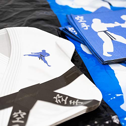 Karate Shaped Plate & Napkin Sets (35+ Pieces for 16 Guests!), Martial Arts Party Supplies, Karate Gi Tableware Sets, Birthday Decorations