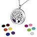HOUSWEETY Aromatherapy Essential Oil Diffuser Necklace-Stainless Steel Tree of Life Locket Pendant,11 Refill Pads (Non-Engraving)
