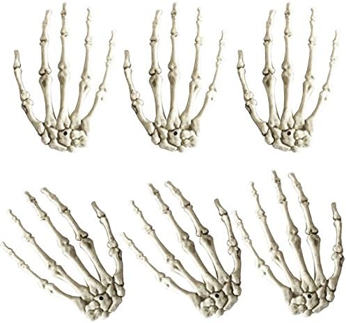 3 Pairs Halloween Skeleton Hands Plastic Life Size Hands for Halloween Decoration