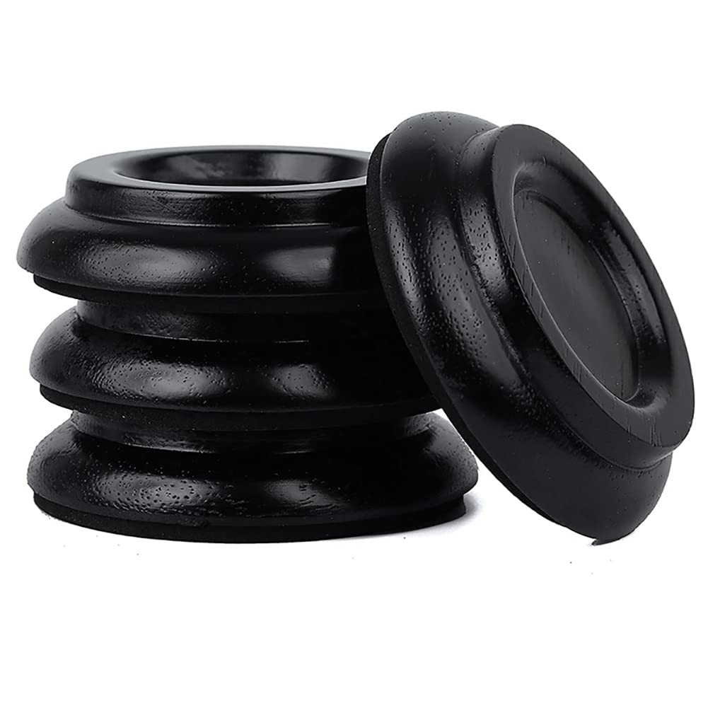 Alnicov Piano Caster Cups,Solid Wood Piano Caster Cups for Upright Piano Wooden Piano Caster Piano Leg Floor Protectors,Non-Slip & Anti-Noise Foam (Set of 4,Black)