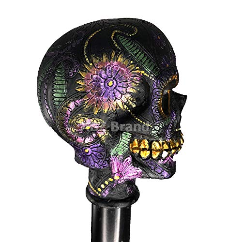 ABZ Brand he Day of Dead Día de Muertos Colorful Sugar Skull Head Decorative Walking Cane 36"