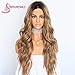 SAPPHIREWIGS Black Dark Roots Ombre Brown Color Women Gift Daily Makeup Fashion Blogger Celebrity Wedding Party Synthetic Lace Front Wigs