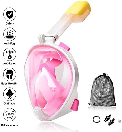 Full Face Snorkel Mask - New Snorkeling Mask with Detachable Seaview 180° GoPro Compatible Snorkel Mask- POKTOK Panoramic Full Face Design,Anti-Leak Snorkeling Desig