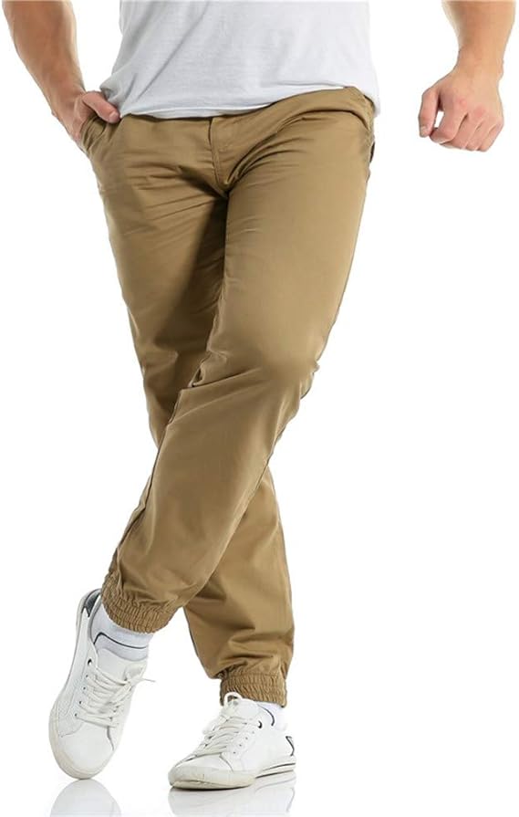 Amazon ファッションメンズカジュアル無地ハーランビームズボン良質baomaba薄手美脚綿細身スキニー ゴムウエストボトムス九分丈おしゃれストレートゆったり多機能マチポケット ロングパンツ 通販