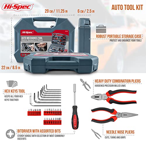 HiSpec Tools 67Pc Metric Auto Mechanic Tool Set, Motorcycle & Car Tool