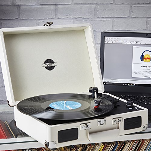 Zennox Retro Briefcase Vinyl Record Player, Portable Turntable USB