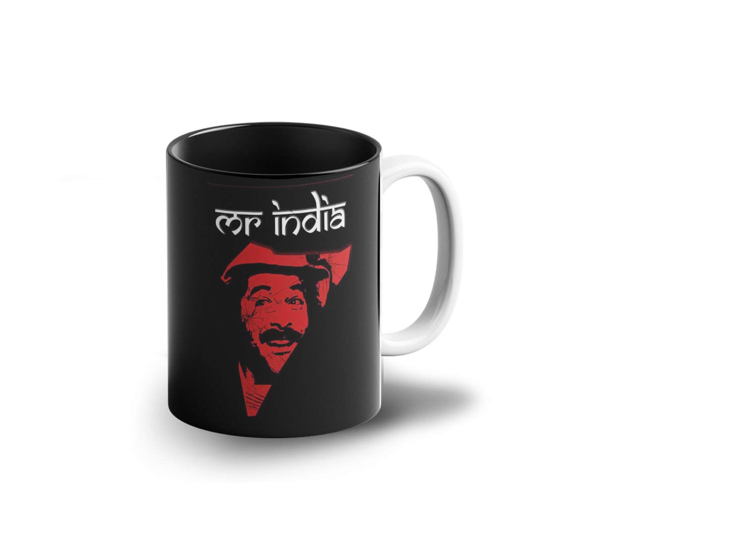 Mr. India Inner Black Coffee Mug with Print | Mr. India Movie Coffee Mug | Anil Kapoor Printed Mugs | Gift for Friends, Fans | 330ml, Microwave & Dishwasher Safe