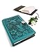 Modern Artisans Hummingbird American-Made Embossed Leather Writing Journal Cover in Teal, 6 x 9-inch + Refillable Hardbound Insert Book