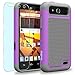 ZTE Maven / Overture 2 / Z810 / Z812 / Z813 Case, INNOVAA Smart Grid Defender Armor Case W/ Free Screen Protector & Touch Screen Stylus Pen - Grey/Purple