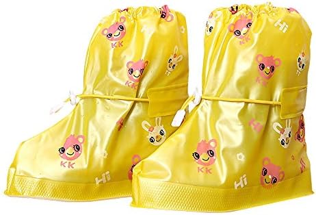 Dragon Land Fashion Waterproof Shoe Covers with Yellow Cute Animals Rain Snow Overshoes for Children Non-slip Safe Galoshes Boots for Fishing, Cycling, Outdoors Sports