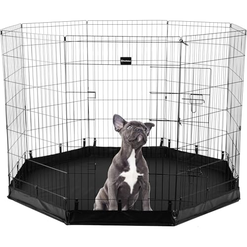 Dog Playpen - Foldable Metal Exercise Puppy Play Pen with Eight 24x42in Extra-T…