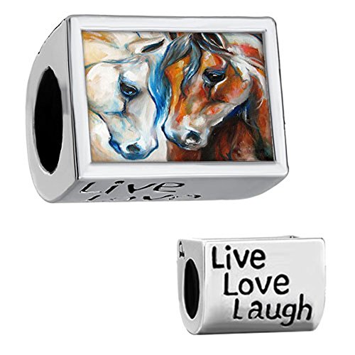 Fit Pandora Charms Silver Plated Horse Photo Charm Beads (4.8-5mm)