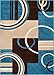 Well Woven Ruby Echo Shapes & Circles Geometric Blue 8 by 10 Rug for Living Rooms & Dining Rooms - Modern Abstract Living Room Rug, Plush, Soft Carpet, Stain Resistant, Durable Floor Covering