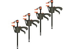 4 Inch One-Hand Metal Woodworking Clamps, 4 Pcs One-Handed Quick Release Grip Bar Clamp, Widely Applied in Furniture Manufact