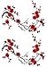 EmmasByEmma Two Asian Cherry Blossom Sakura Flower Iron on Embroidered Appliques Patch Japanese Chinese (Red)