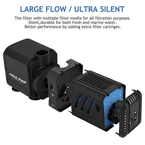 NO.17 6W Aquarium Filter, Adjustable Internal Aquarium Filter with Water Pump 500L/H for Aquarium 30-150L
