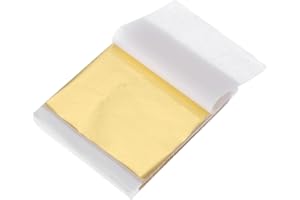 MECCANIXITY 200 Pcs Gold Leaf Sheets 5.5" x 5.5" Imitation Gold Foil Sheets for Crafts,Picture Frames,Sculpture,Nails and DIY