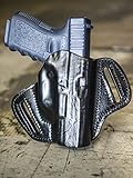 OUTBAGS LOB2P-XDSC Black Genuine Leather OWB Open Carry Pancake, Side Carry Belt Holster for Springfield Armory XD Subcompact 9mm, .40S&W. Also fits 3