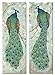 2 Roosting Peacock Art Prints Exotic Animal Home Decor 6x18