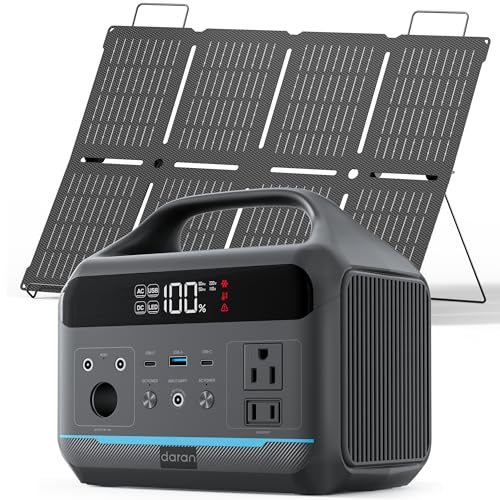 600W Portable Power Station with 80W Solar Panel, 288Wh LiFePO4 Solar Generator (1200W Peak), Fast Charging with Dual AC Outlets, 100W USB-C PD for Camping, RV Trips, Power Outages, Emergency Backup