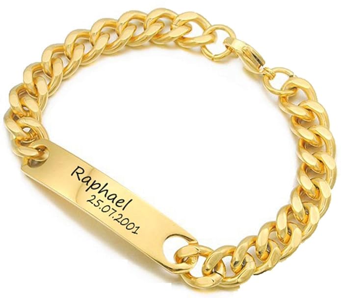 aplusashop ID Edelstahl Armband mit Gravur Nach Wunsch, Auch als Partnerarmbänder, Nr.1 mit Box Neu