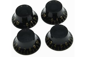 KAISH 4pcs Black with Gold Number LP Guitar Bell Knobs Guitar Top Hat Knobs for Les Paul