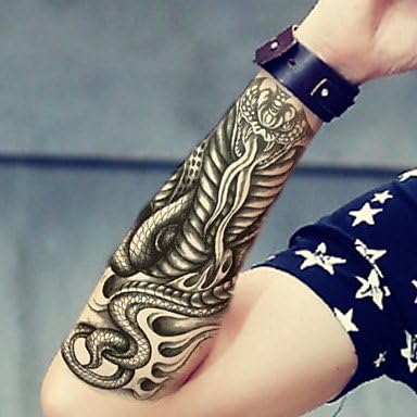 Flame Cobra Waterproof Flower Arm Temporary Tattoos Stickers Non Toxic Glitter