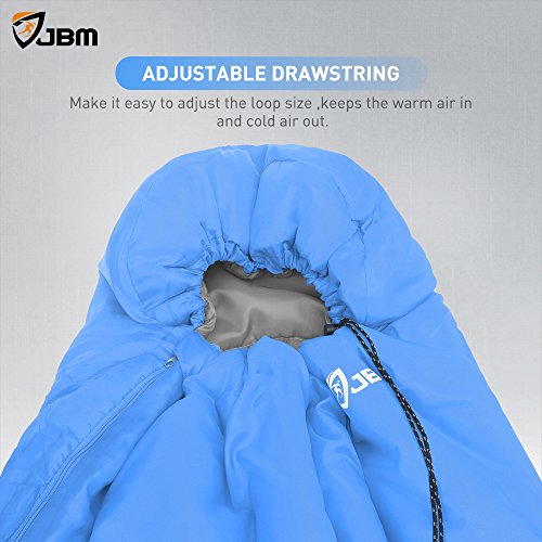 JBM Sleeping Bag with Compact Bag in 4 Seasons Multi Colors Blue Green Insulated Waterproof and Repellent Semi Rectangular Printed Pattern (Blue, 15℃/60℉) - Thumbnail 4
