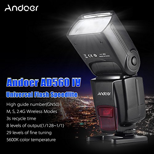 Wireless Flash Speedlite, Andoer GN50 Camera Flash with LCD Display