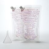 Cocktails On The Go Resealable Plastic Flask Set for Liquor, 2-32oz Flasks + 1-Funnel