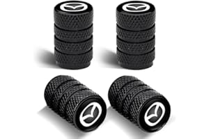 COMBURVO 4Pcs Automobile Tire Valve Stem Covers, Corrosion-Resistant Tire Valve Stem Cover Suitable for Mazda CX-3 CX-5 RX-7/RX-8 MX-5 Series Stem Cap Universal Car Valve Cover Black