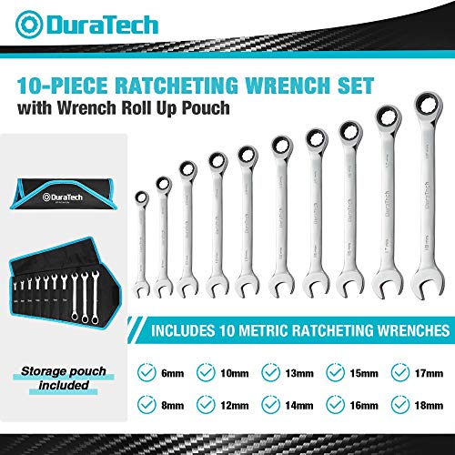 DURATECH Ratcheting Wrench Set, Combination Wrench Set, Metric, 10
