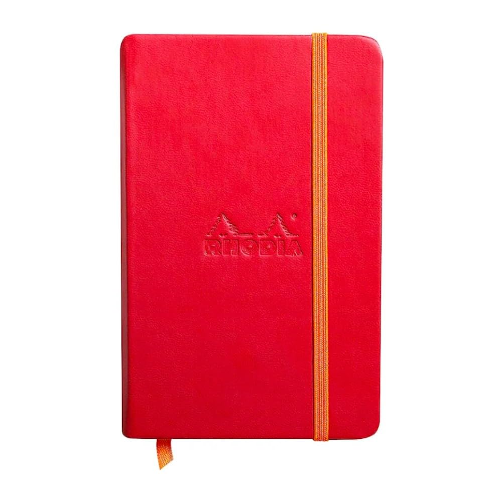 RHODIA 118753C - Poppy Rigid Notebook - A5 - Lined - 192 pages - Ivory Clairefontaine Paper 90 g/m - Bookmark, Elastic Closure - Faux Leather Cover - Rhodiarama Collection