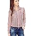 Zeagoo Women's Stripes Long Sleeve Turn-down Collar Blouse