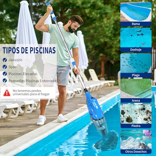 PoolyPoly 2026 New Pool Vacuum Cleaner with Battery, Manual Pool Cleaner, 80 Minutes Autonomy, Electric Vacuum Cleaner for Pool, SPA, Blue