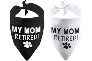PWHAOO 2 Pack Retirement Gifts My Mom/Dad Retired Dog Bandana Pet Puppy Gift Dog Retired Friend (My Mom Retired 2 Pack)