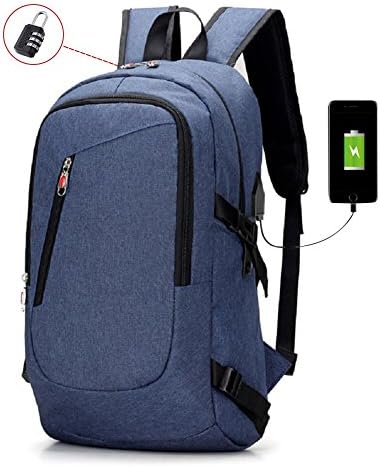 FengLongShun Waterproof Laptop Backpack,Anti Theft Travel Backpacks with Headphone Port, USB Charging Port and Lock,Fits 15 15.6 inch Laptop and Notebook (blue)