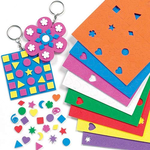 Baker Ross ET100 Mini Foam Stickers Value Pack 8 Different coloured sheets with 150 assorted shaped stickers/sheet Kids Craft Activities Supplies Collage (Pack of 1200)