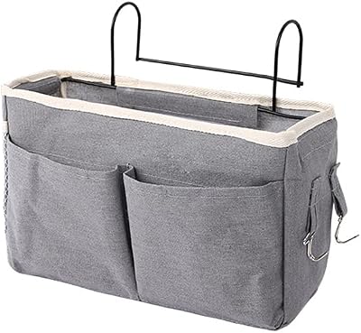 croselyu Multifunctional Bedside Hanging Bag Grey Dorm Storage Organizer
