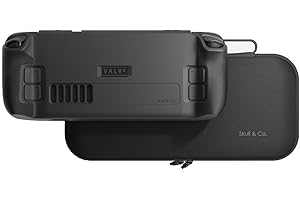 Skull & Co. GripCase Bundle for Steam Deck: Soft Protective Case with Textured Grips Full Protection and Stand, Non-Slip and Anti-Scratch Cover Design [with Slim Carrying Case] - Black