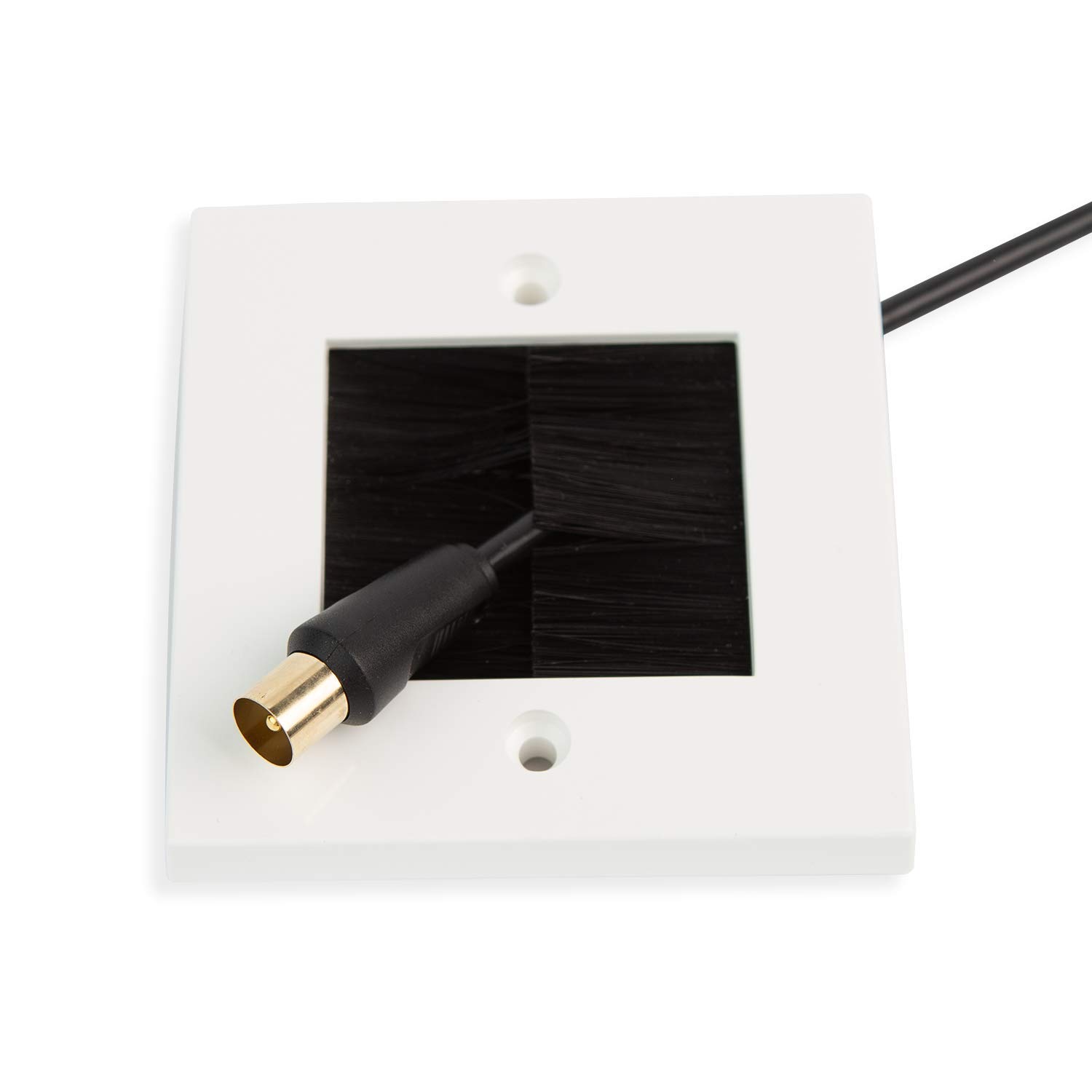 G-PLUG Cable Pass Through Wall Plate Faceplate with Brush – White Single Gang Cover for HDMI, TV, Ethernet, Speaker Wires – Easy to Install, Clean Cable Management Solution